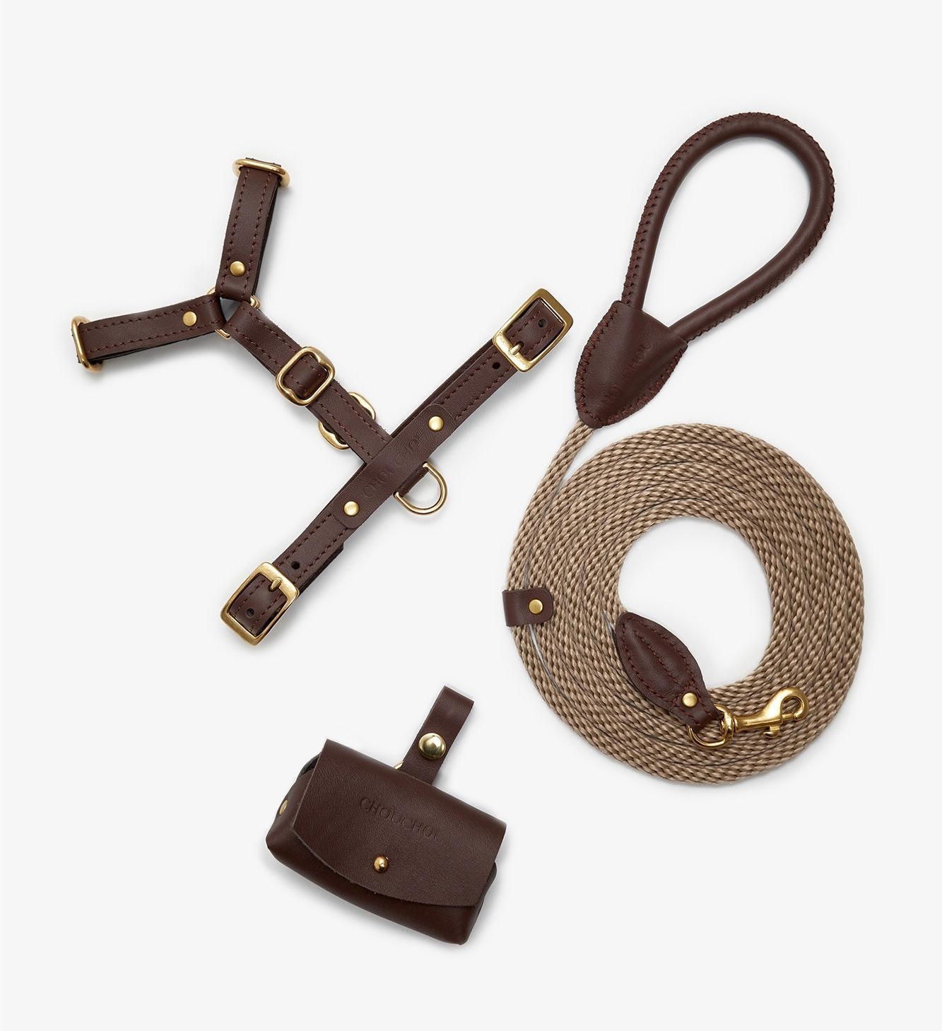 CHOUCHOU accessory set for dogs (harness + leash + dispenser) black