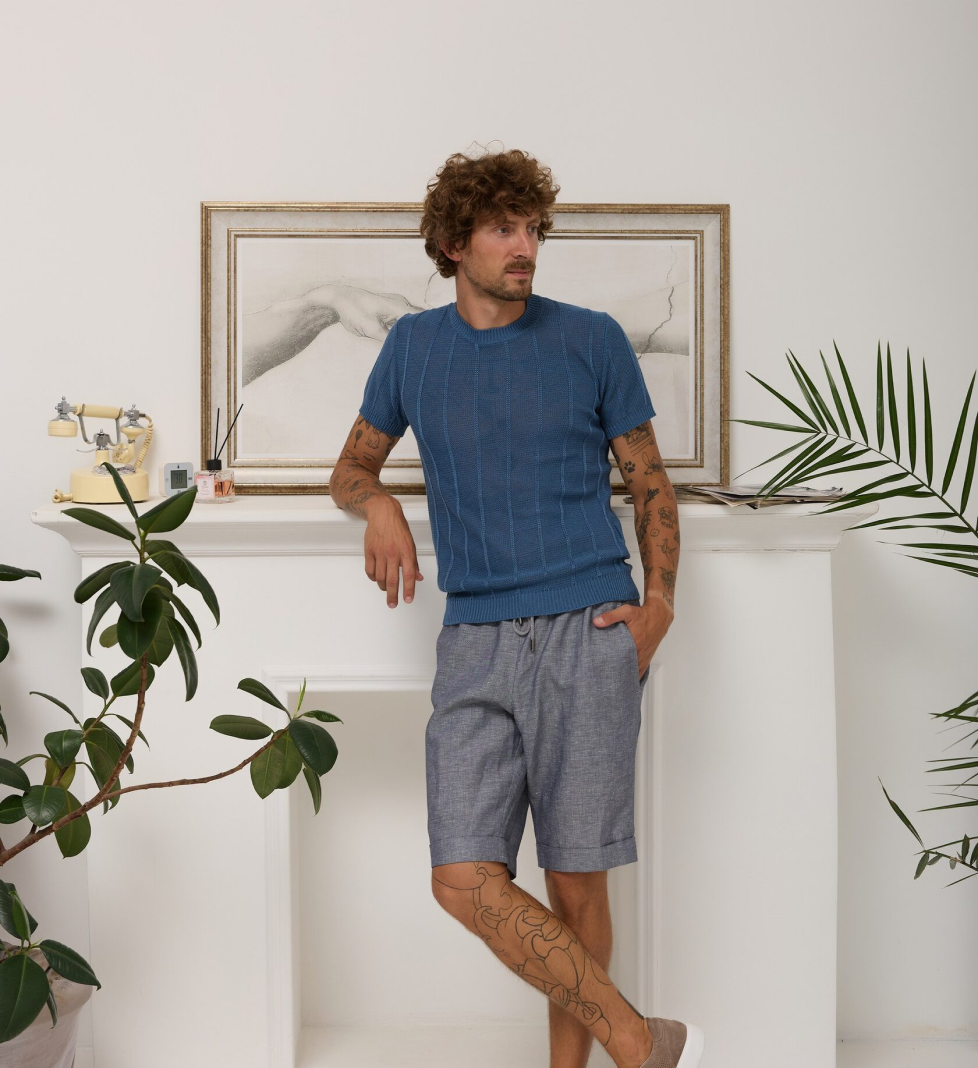 Шорти the SUIT MAN лляні блакитно-сірі