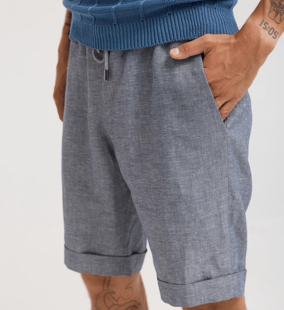 Шорти the SUIT MAN лляні блакитно-сірі