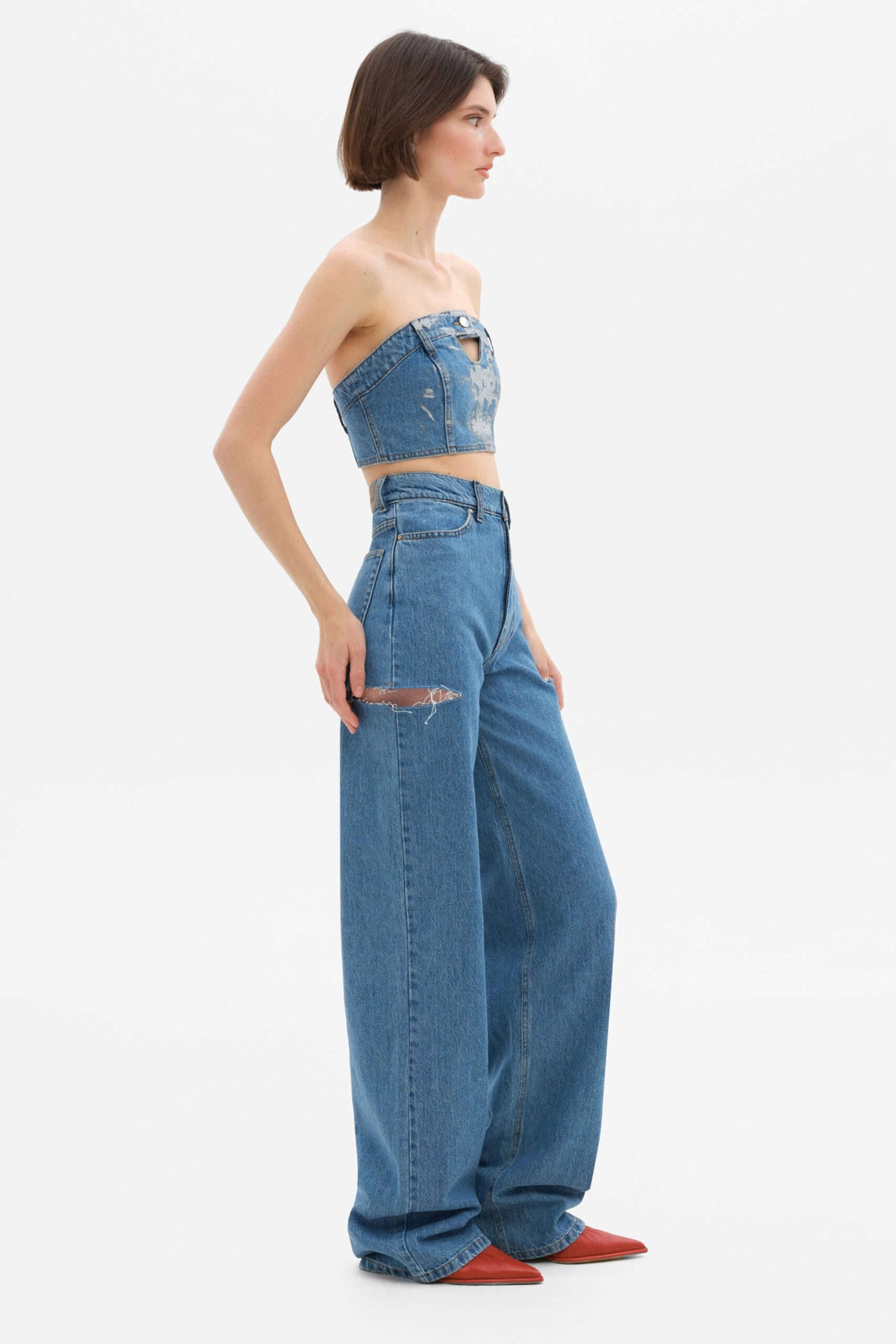 Light Blue Jeans with rips - фото 3