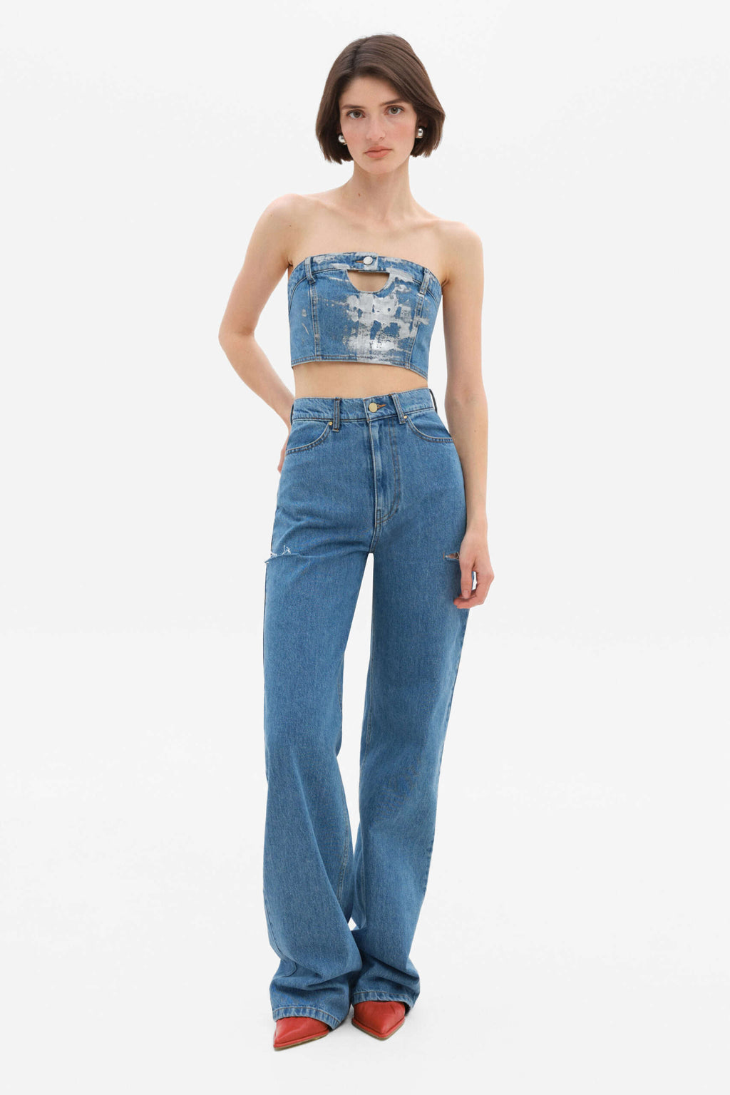 Light Blue Jeans with rips - фото 1