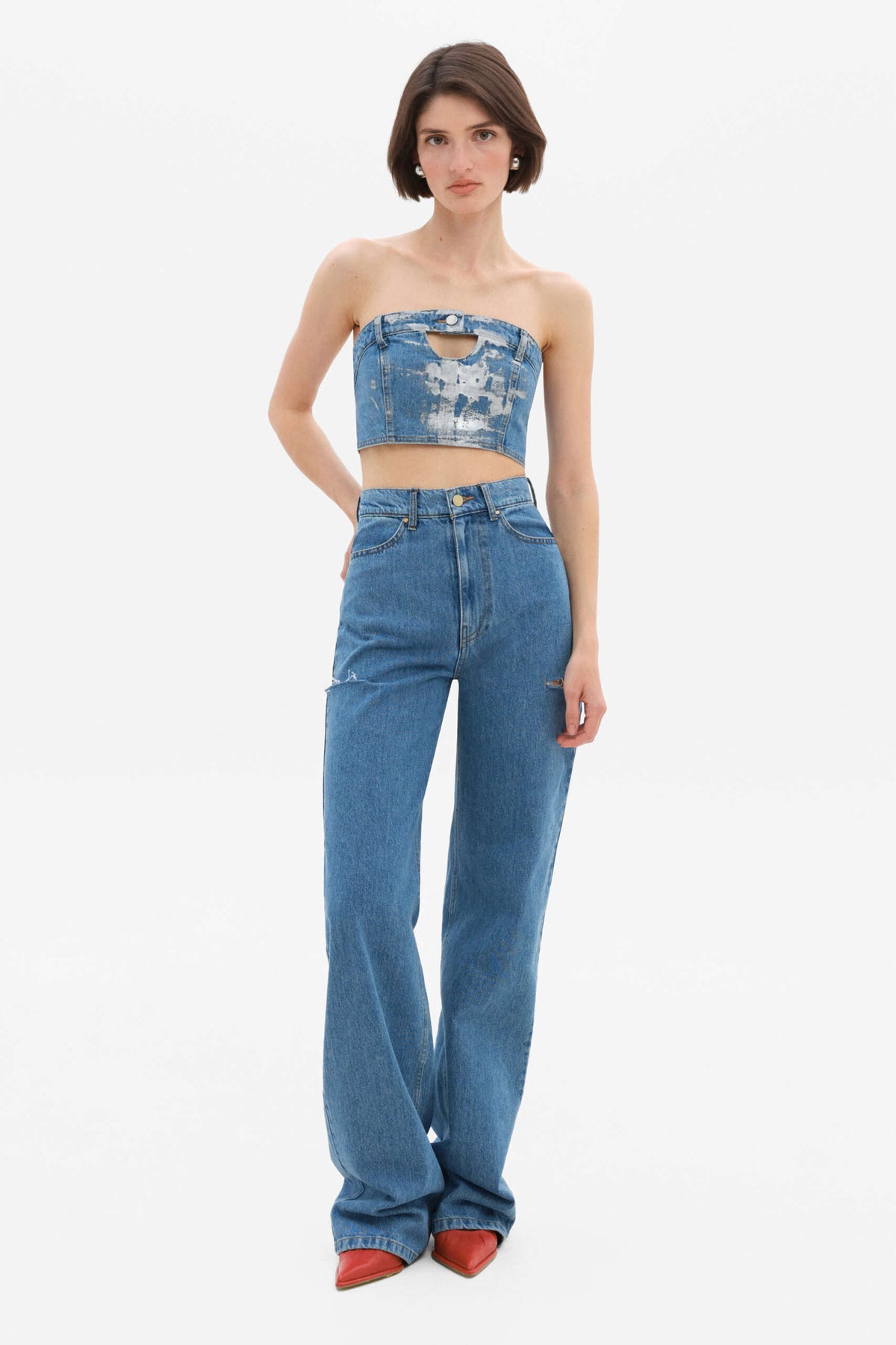 Light Blue Jeans with rips - фото 1