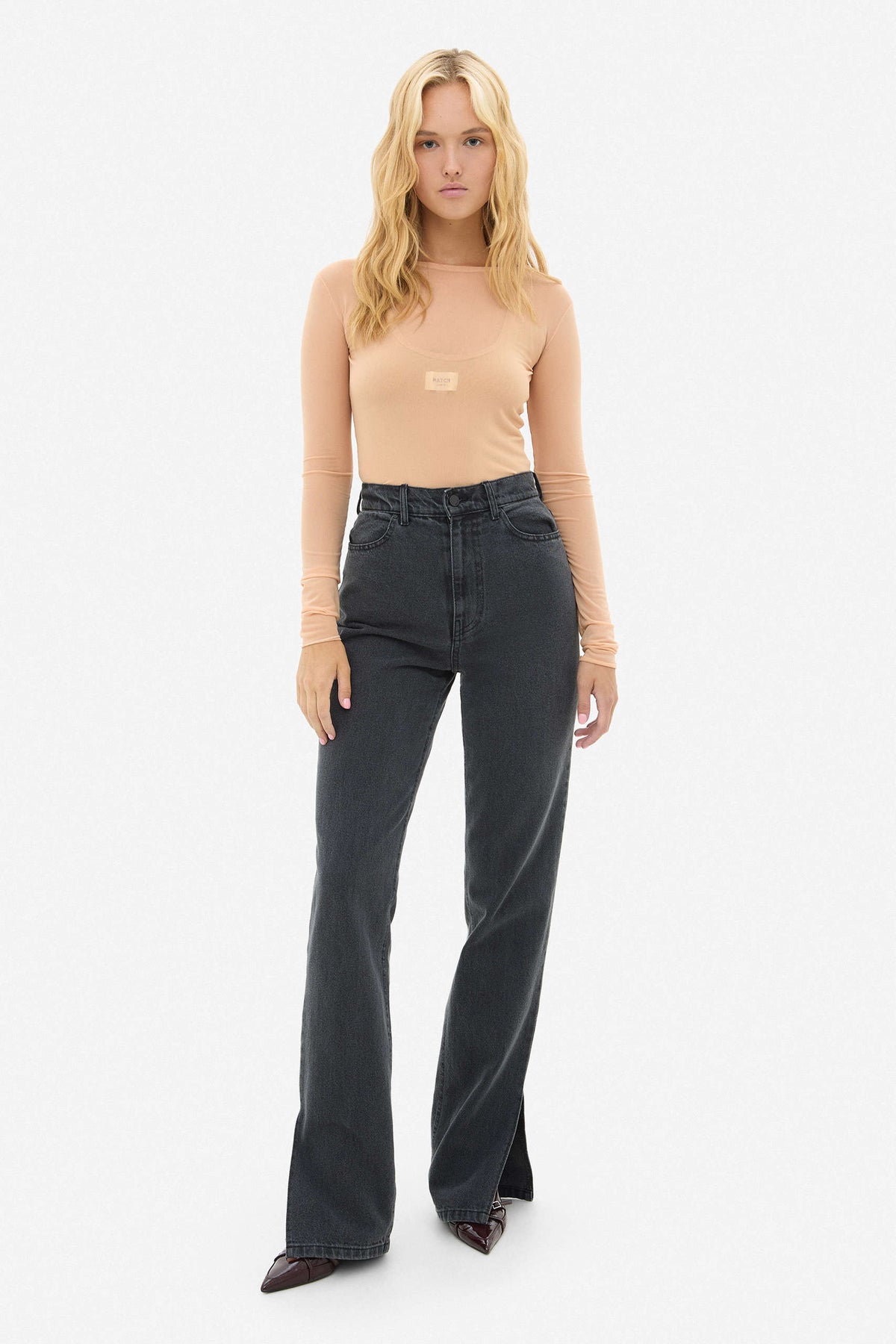 Grey Jeans With Cuts - фото 1
