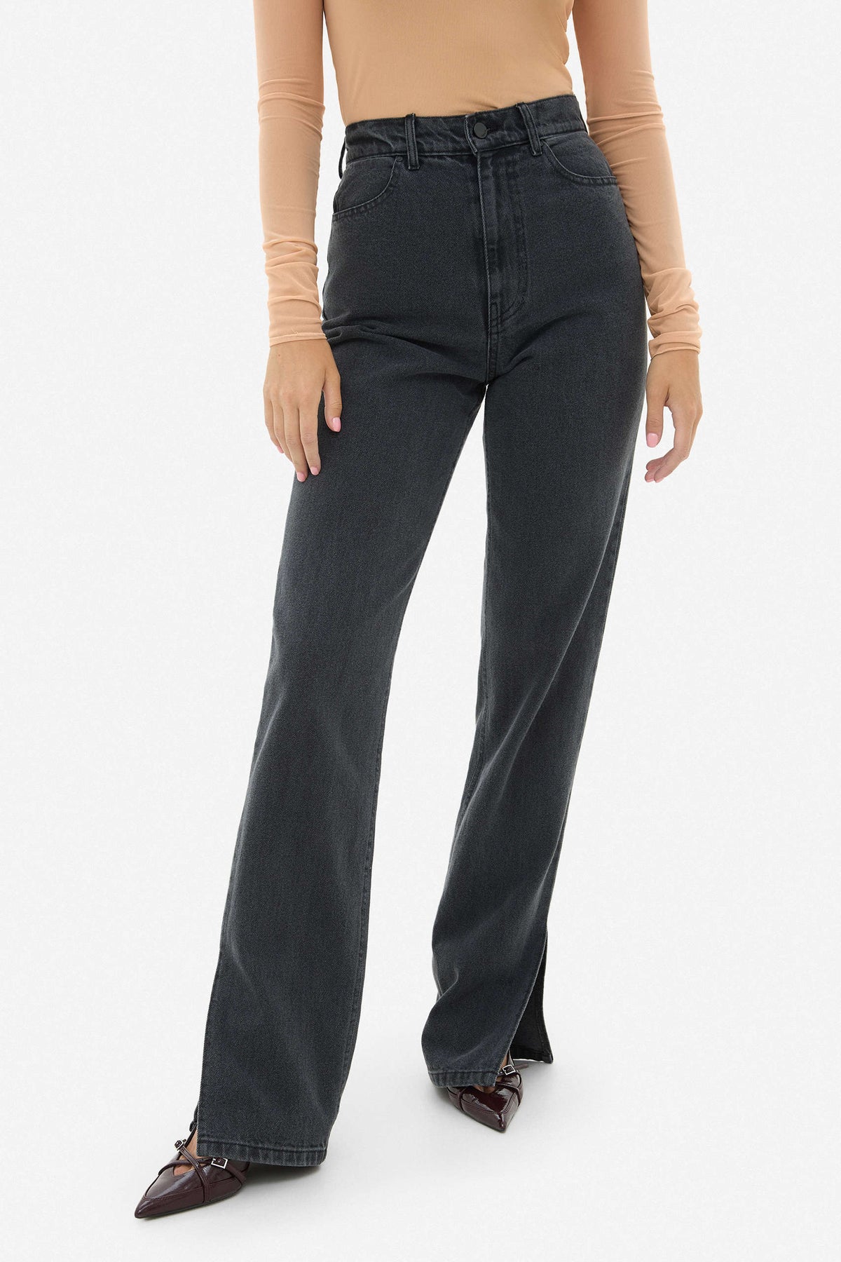 Grey Jeans With Cuts - фото 4