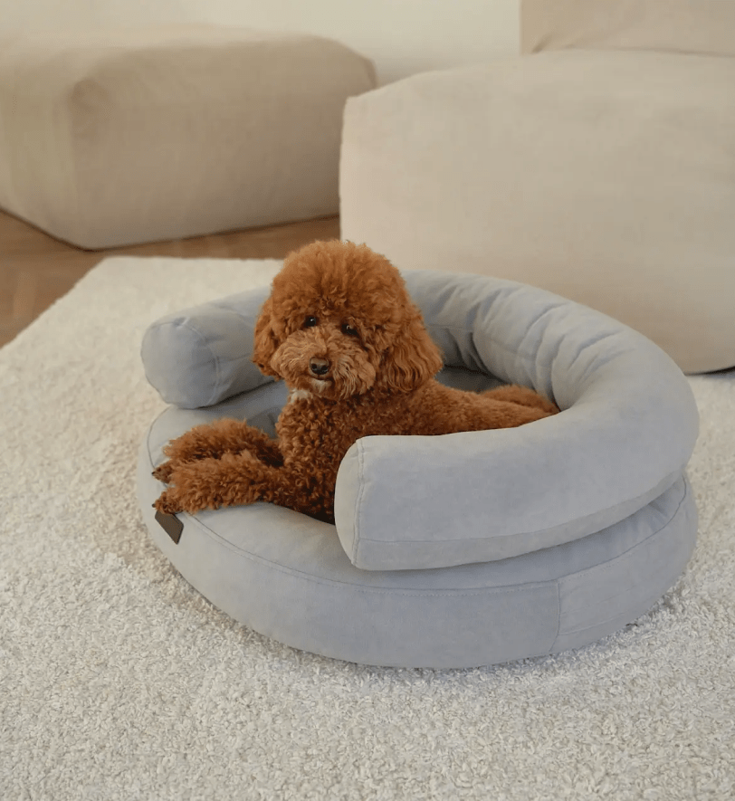Лежак CHOUCHOU ортопедичний для собак "Marshmallow" світло-сірий