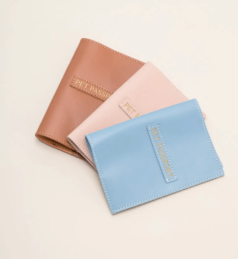 Обкладинка для ветпаспорта CHOUCHOU шкіряна для собаки блакитна