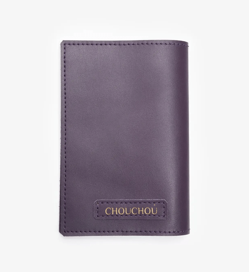 Обкладинка для ветпаспорта CHOUCHOU шкіряна для собаки фіолетова