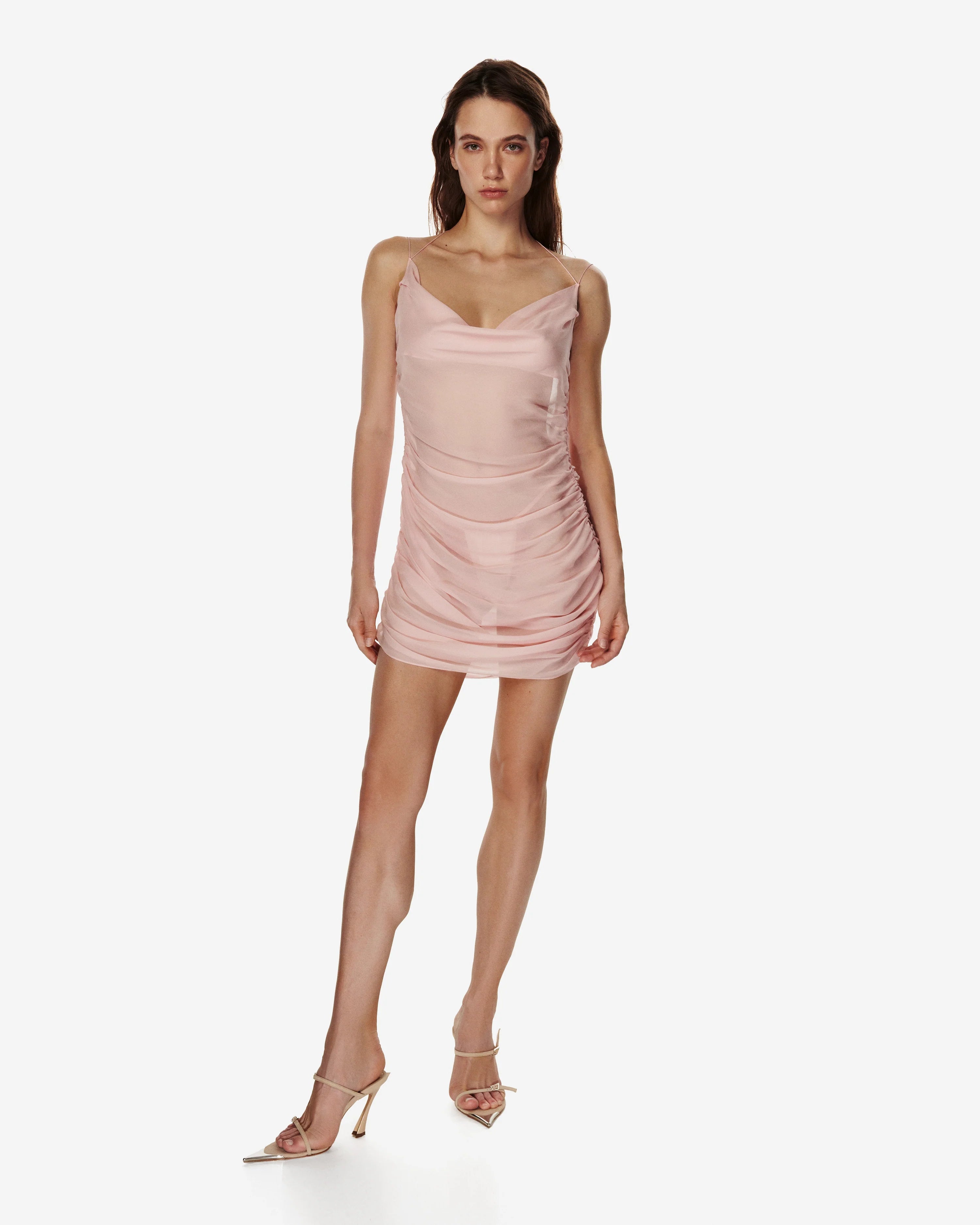 Nuage dress in Pink semi-sheer viscose