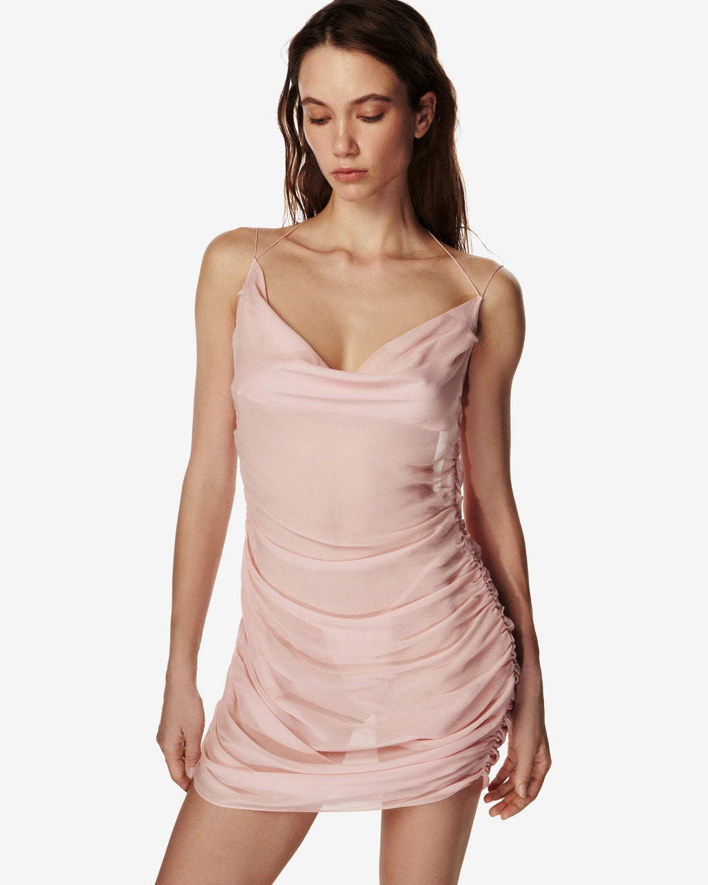 Nuage dress in Pink semi-sheer viscose