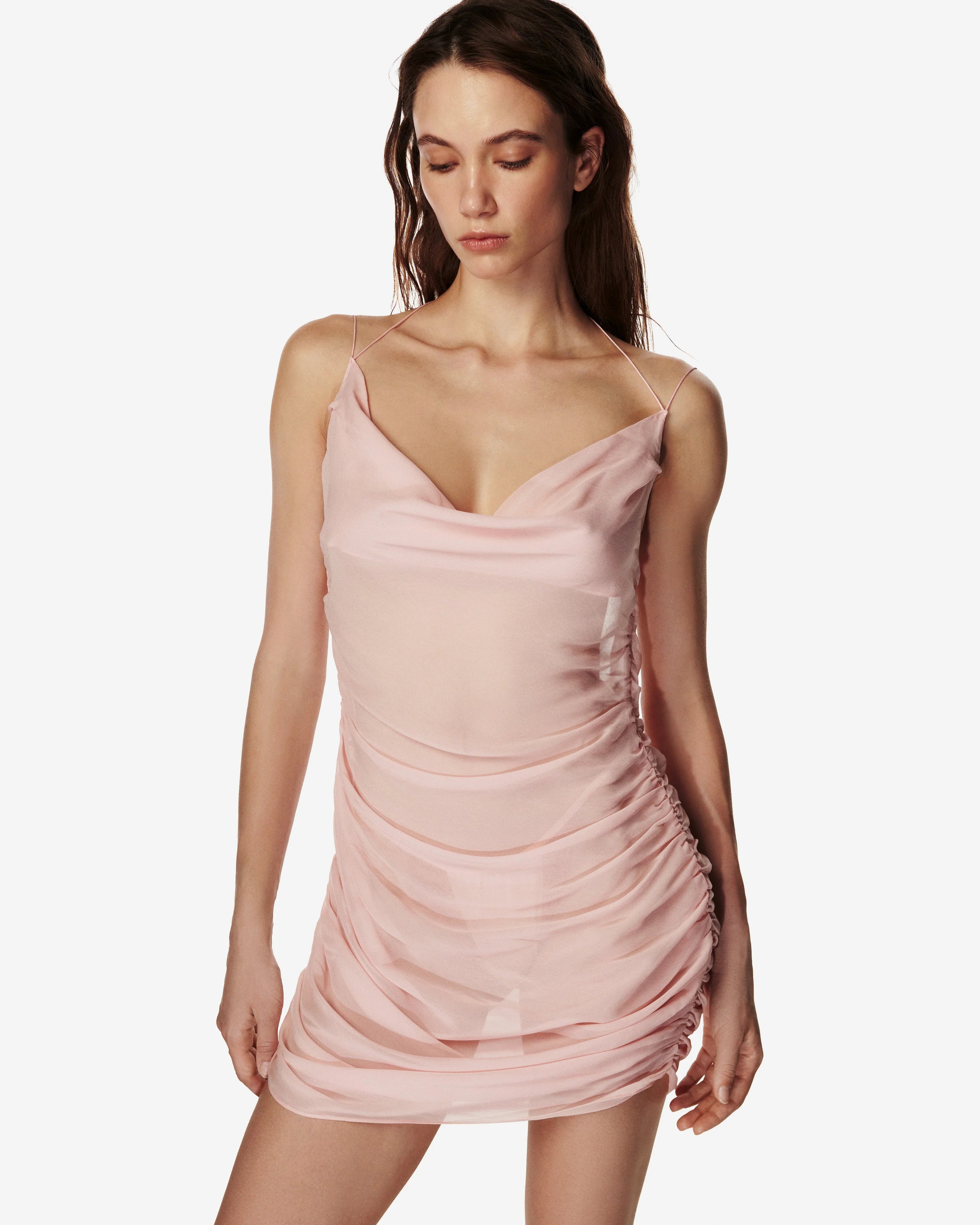 Nuage dress in Pink semi-sheer viscose