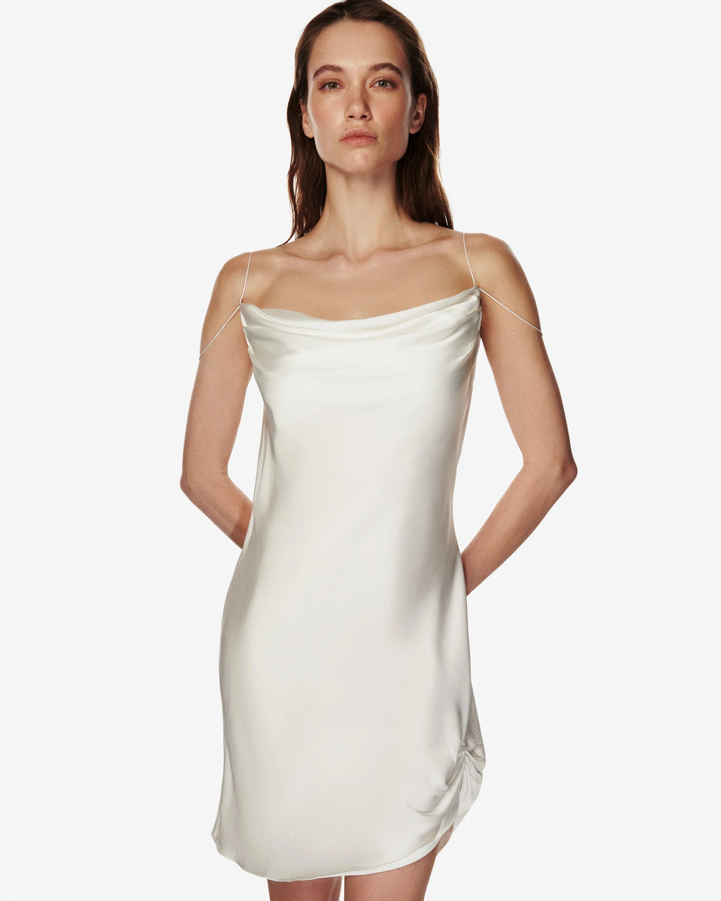 Apéro dress in Ivory satin viscose