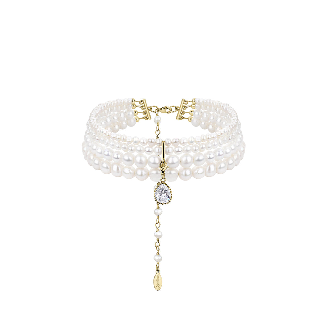 "PARIS" NATURAL PEARLS CHOKER WITH DROP PENDANT - фото 2
