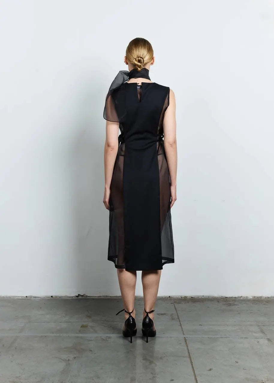 Organza dress with a cape