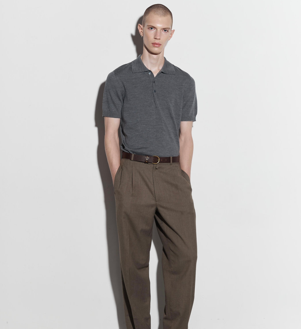 Поло Keenly з коміром на трьох ґудзиках з коротким рукавом graphite