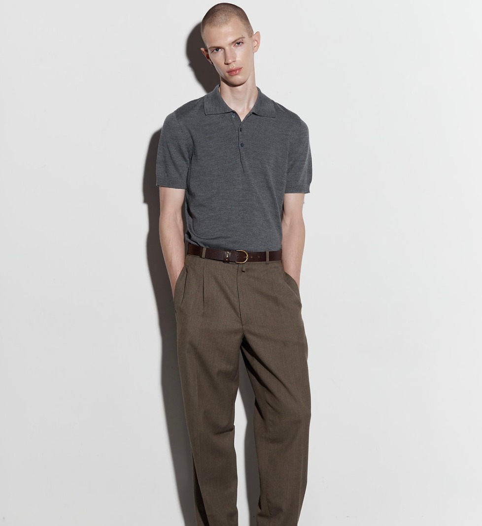 Поло Keenly з коміром на трьох ґудзиках з коротким рукавом graphite