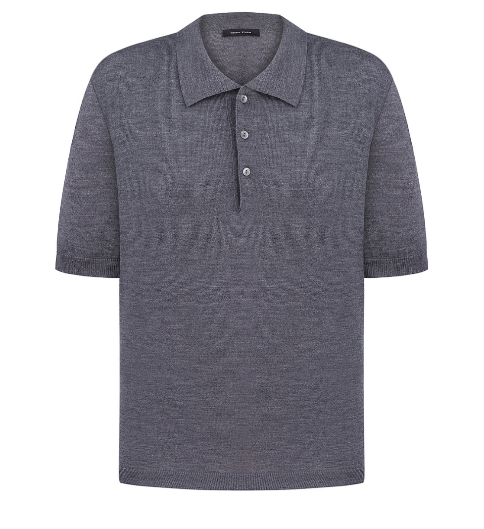 Поло Keenly з коміром на трьох ґудзиках з коротким рукавом graphite