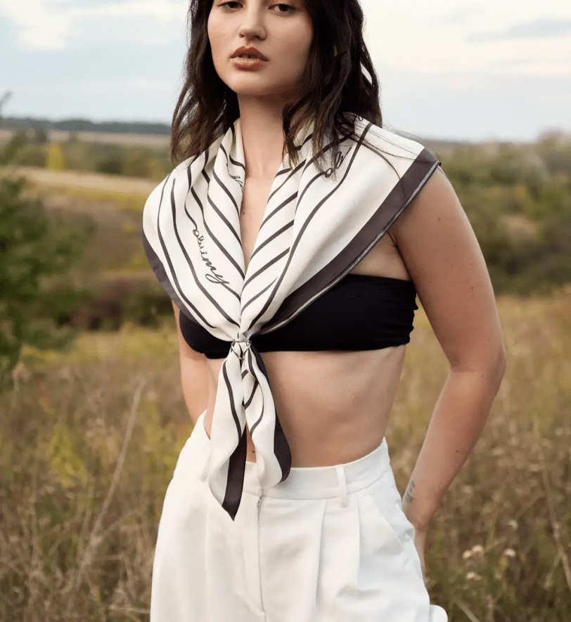 Преміум шовкова хустка OBIIMY З чистого листа одностороння