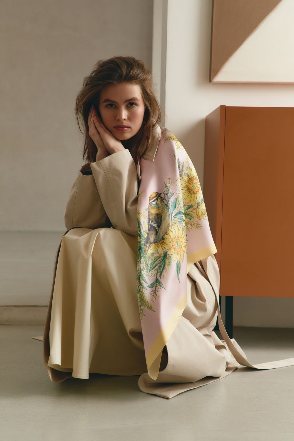 Silk scarf "Circle of the Sun"