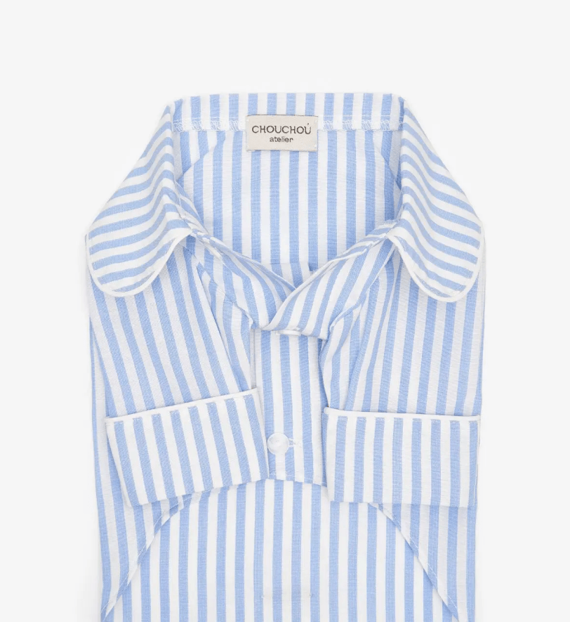 Сорочка CHOUCHOU з кантом для собак блакитна в полоску