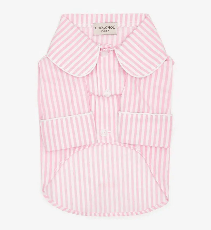 Сорочка CHOUCHOU з кантом для собак рожева в полоску