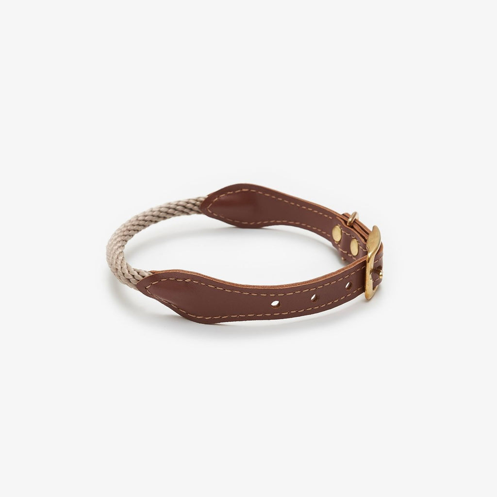CHOUCHOU Leather collar with rope for dogs "Caviar Terra" brown