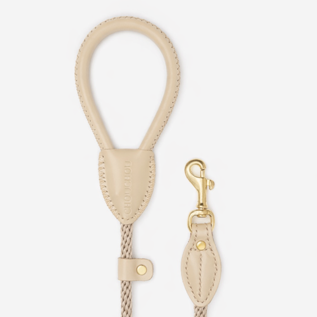 CHOUCHOU Leather leash for dogs "Caviar" white