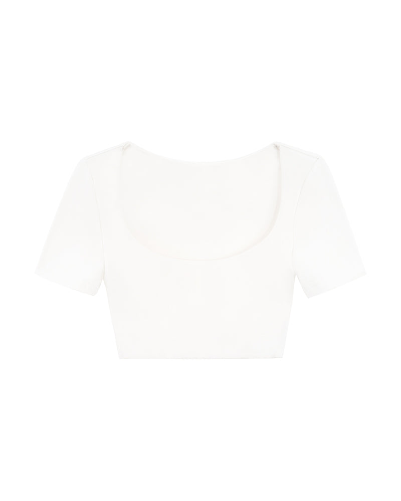 Short Sleeve Crop Top - White