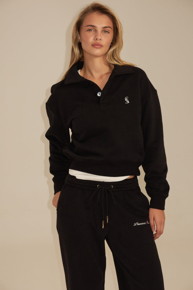 Signature Cropped Polo - Black