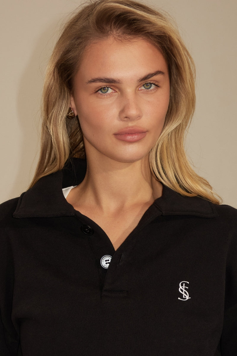 Signature Cropped Polo - Black