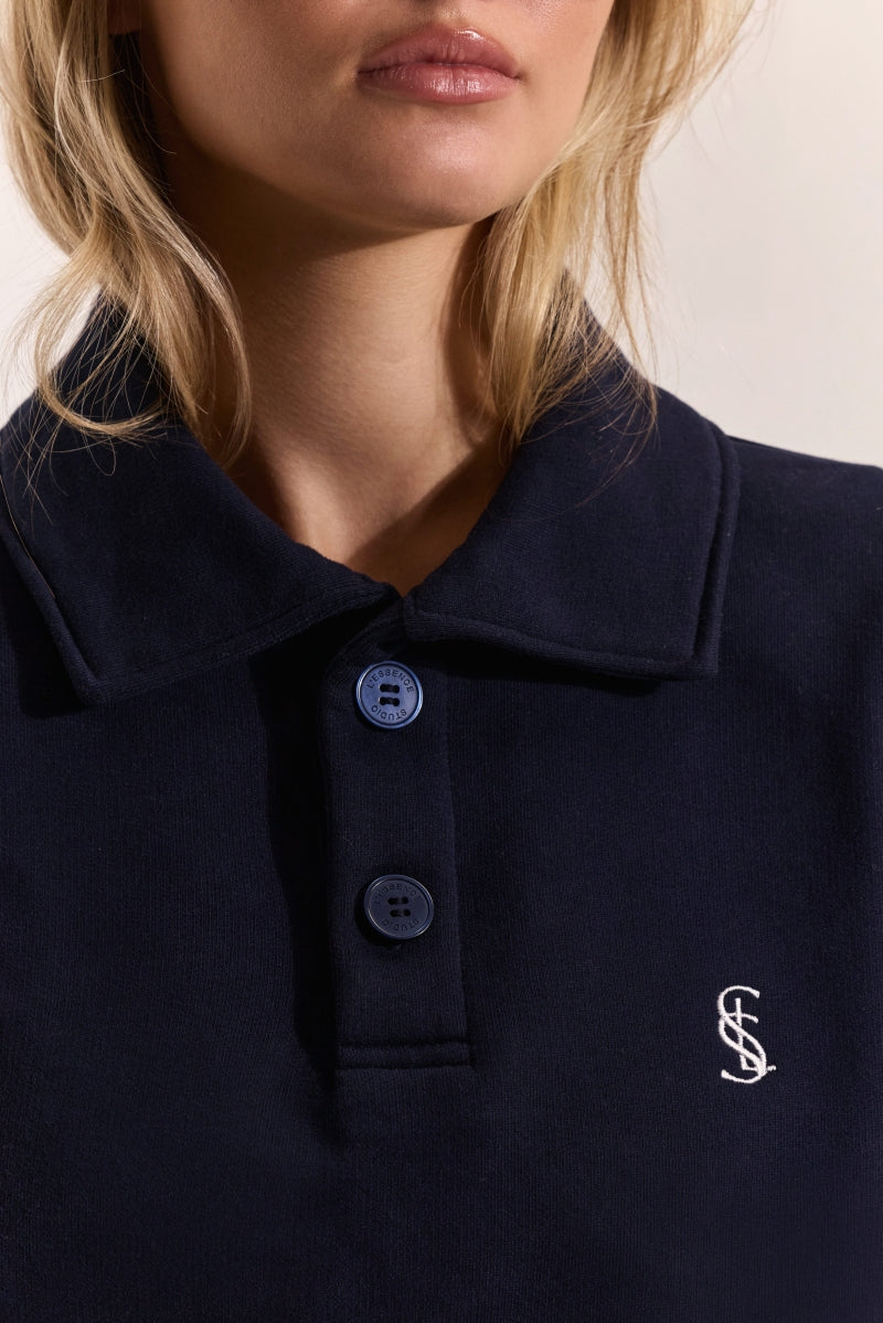 Signature Cropped Polo - Navy