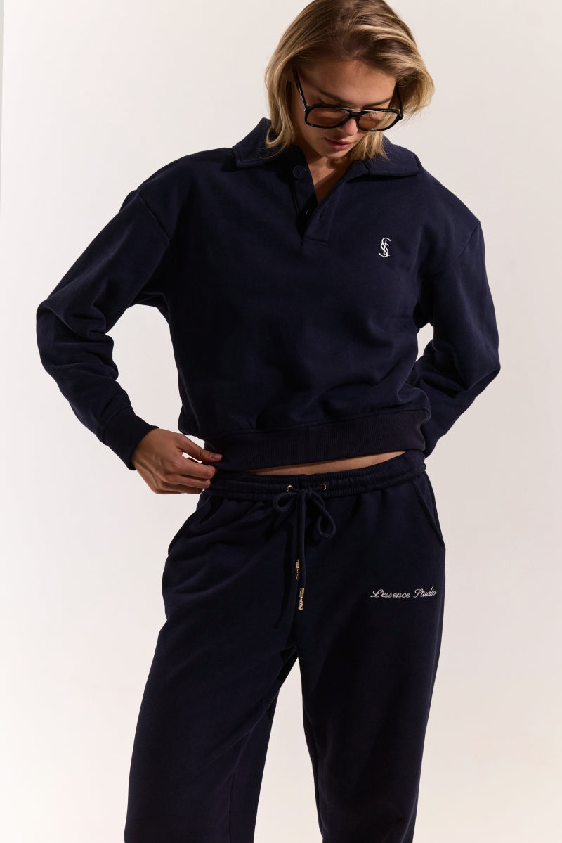 Signature Cropped Polo - Navy