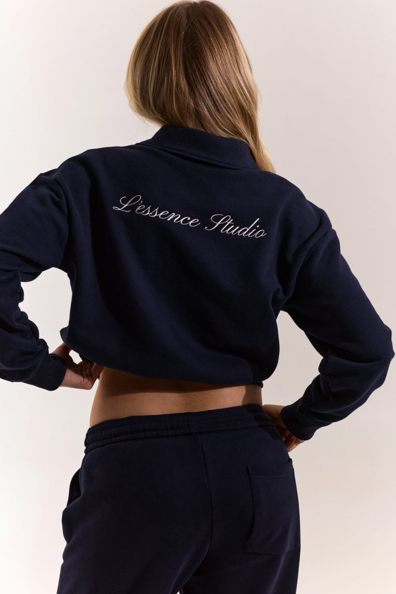 Signature Cropped Polo - Navy