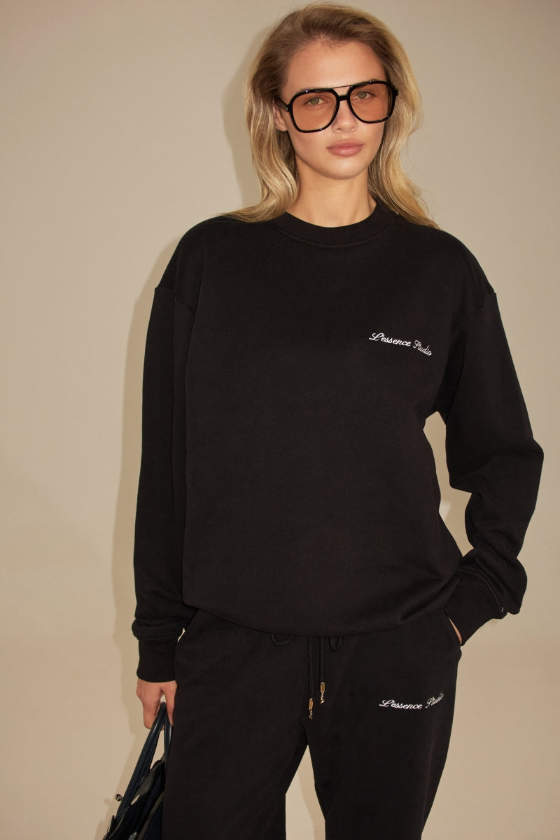Signature Logo Embroidered Crewneck - Black