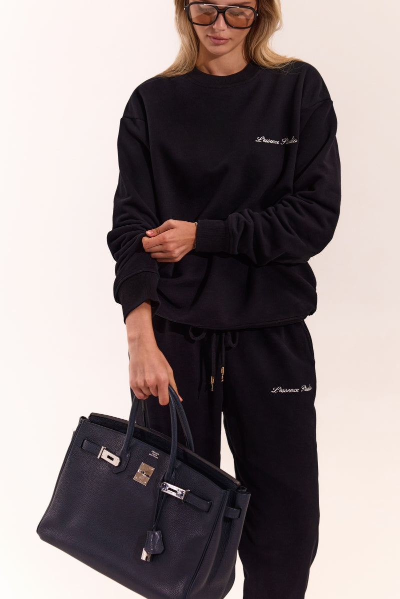 Signature Logo Embroidered Crewneck - Black