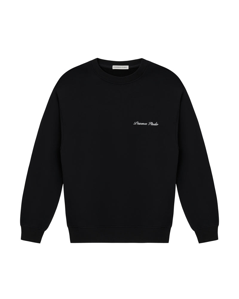 Signature Logo Embroidered Crewneck - Black
