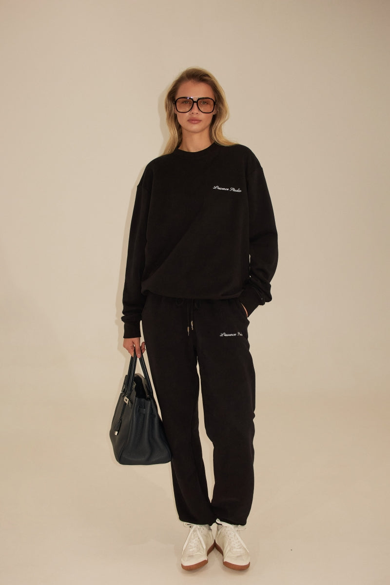 Signature Logo Embroidered Crewneck - Black