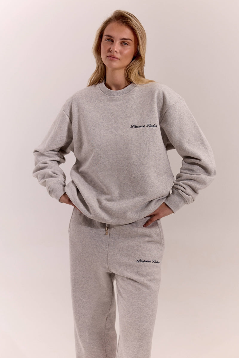 Signature Logo Embroidered Crewneck - Grey