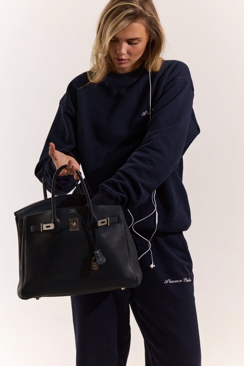 Signature Logo Embroidered Crewneck - Navy