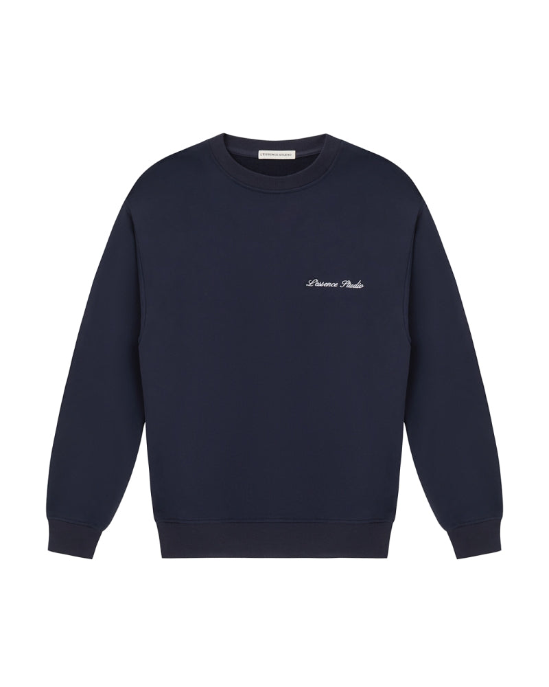 Signature Logo Embroidered Crewneck - Navy