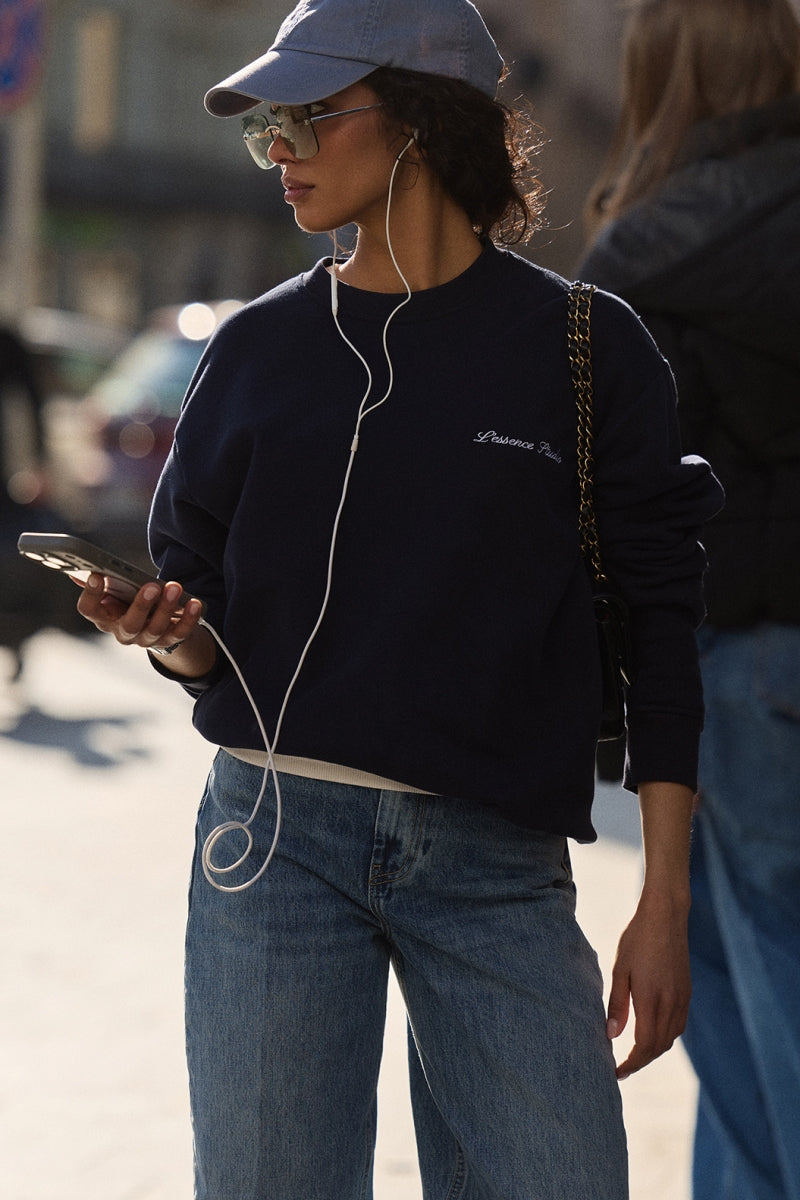 Signature Logo Embroidered Crewneck - Navy