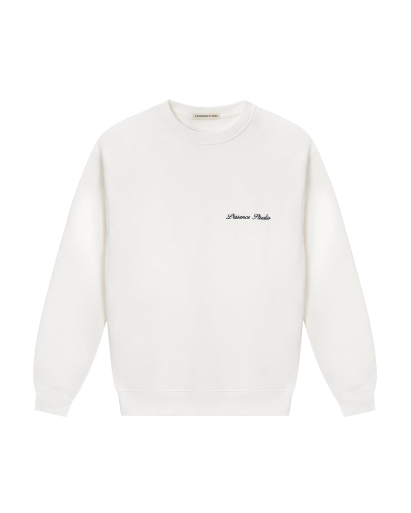 Signature Logo Embroidered Crewneck - Warm White