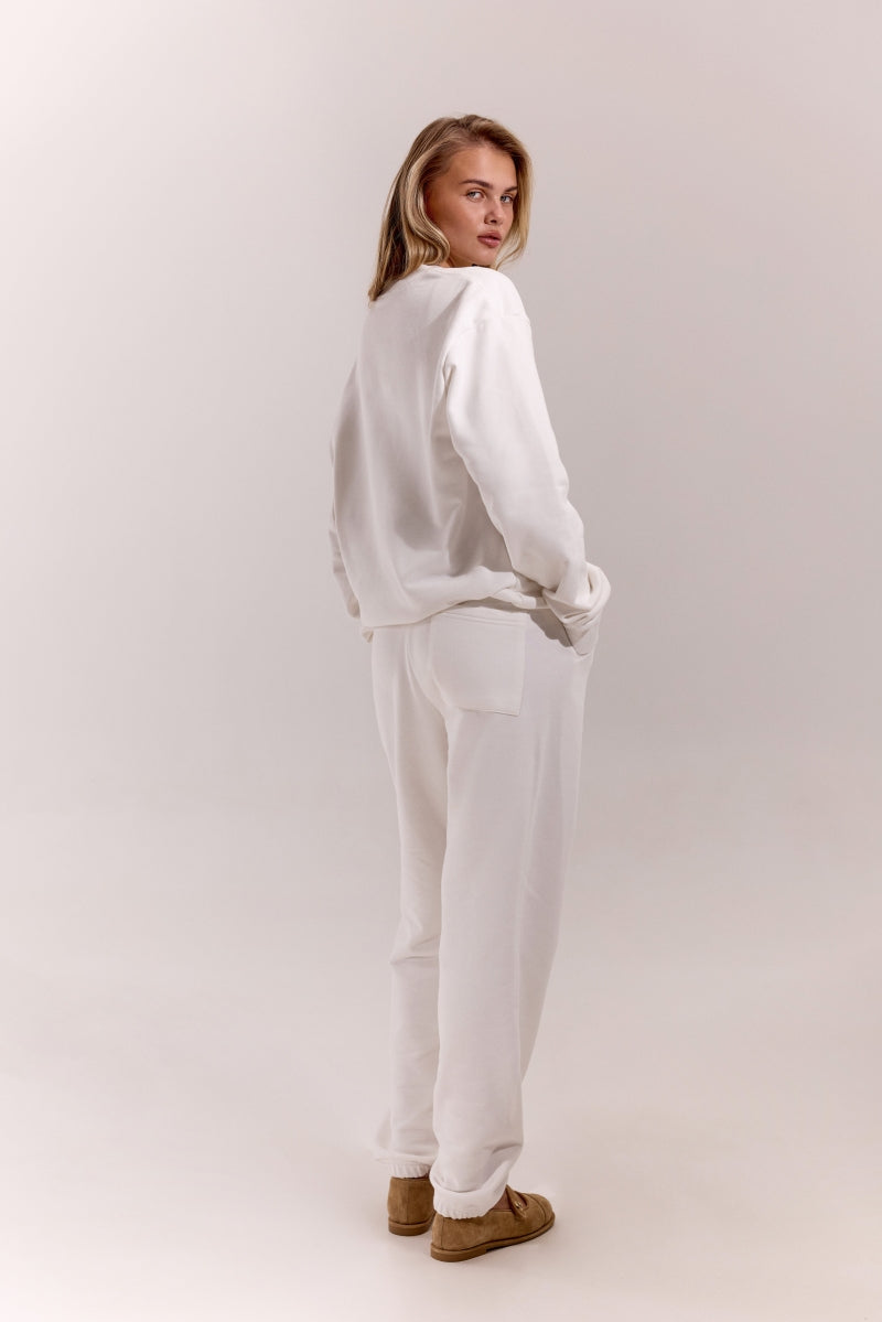 Signature Logo Embroidered Crewneck - Warm White