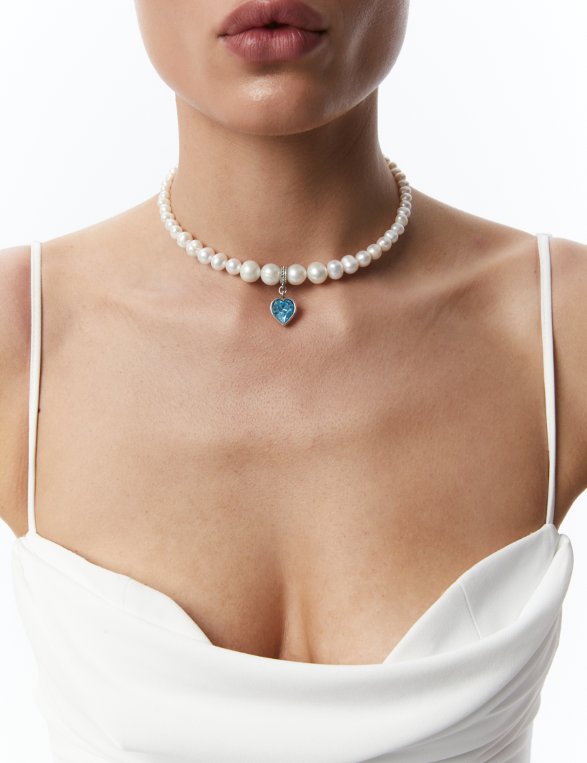 PEARLS CHOKER WITH HEART - фото 34