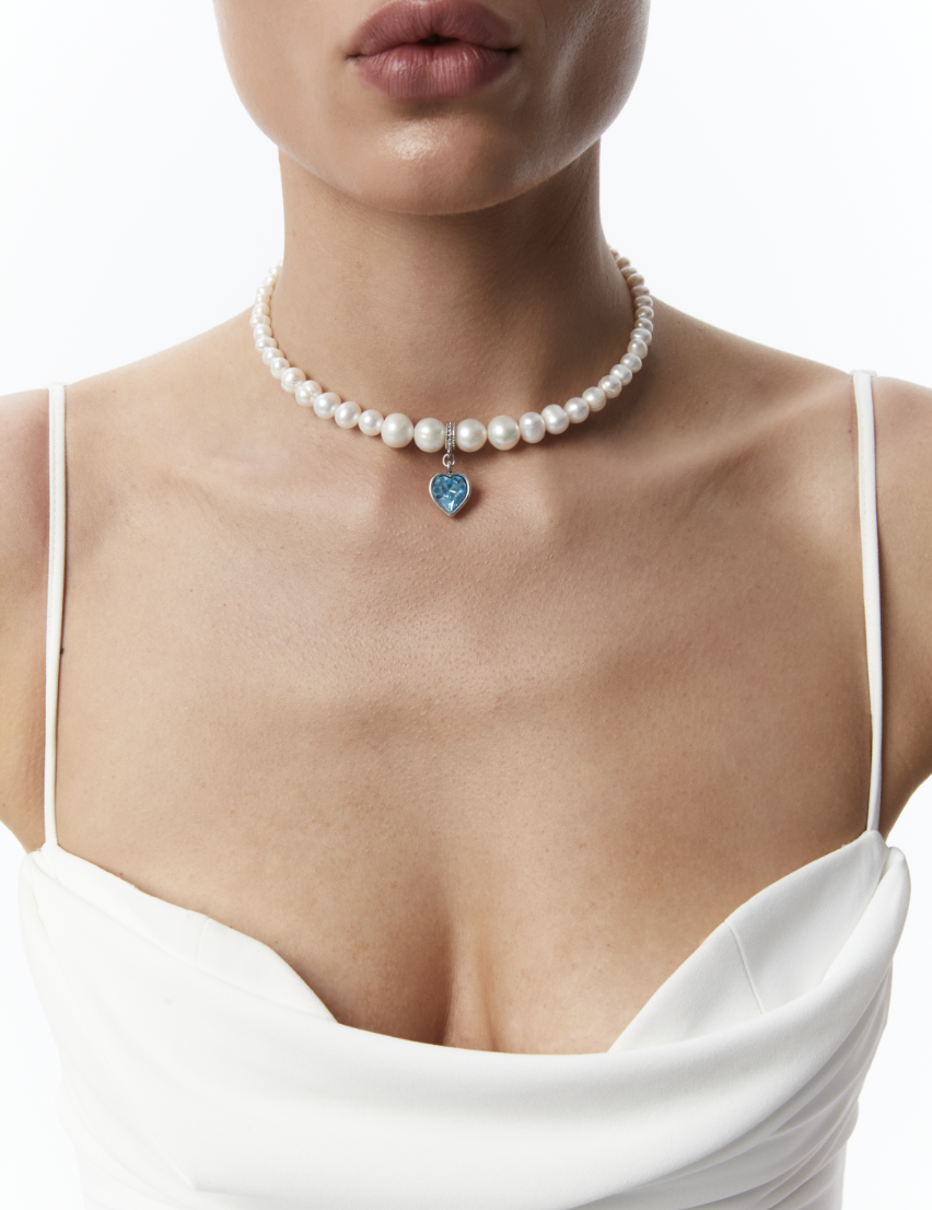 PEARLS CHOKER WITH HEART - фото 34
