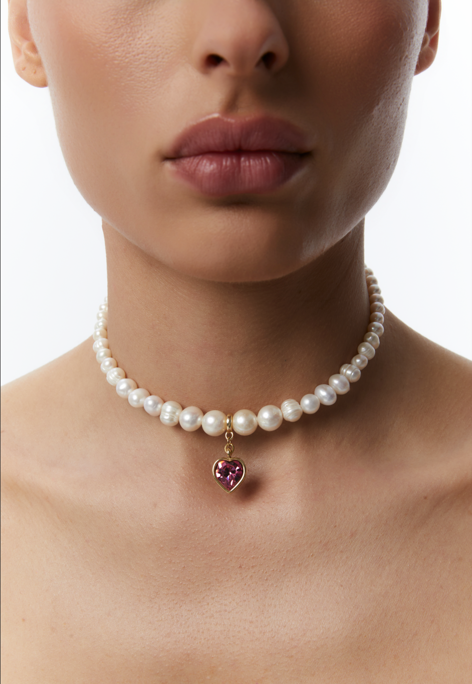 PEARLS CHOKER WITH HEART - фото 21