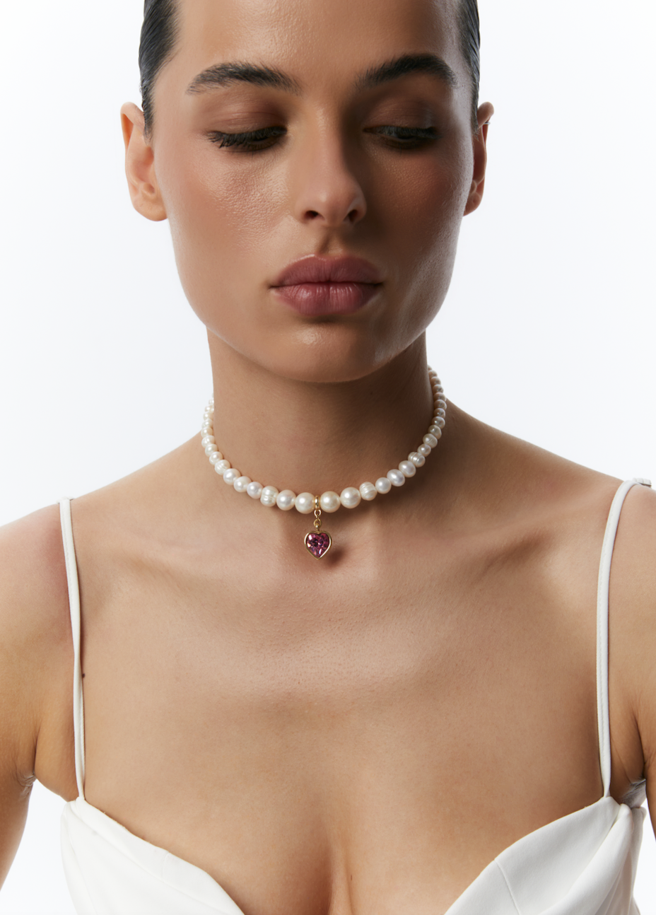 PEARLS CHOKER WITH HEART - фото 20
