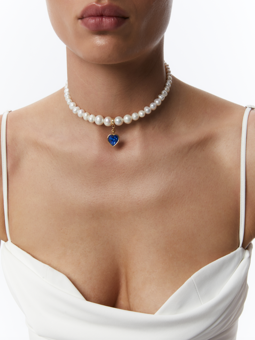 PEARLS CHOKER WITH HEART - фото 2
