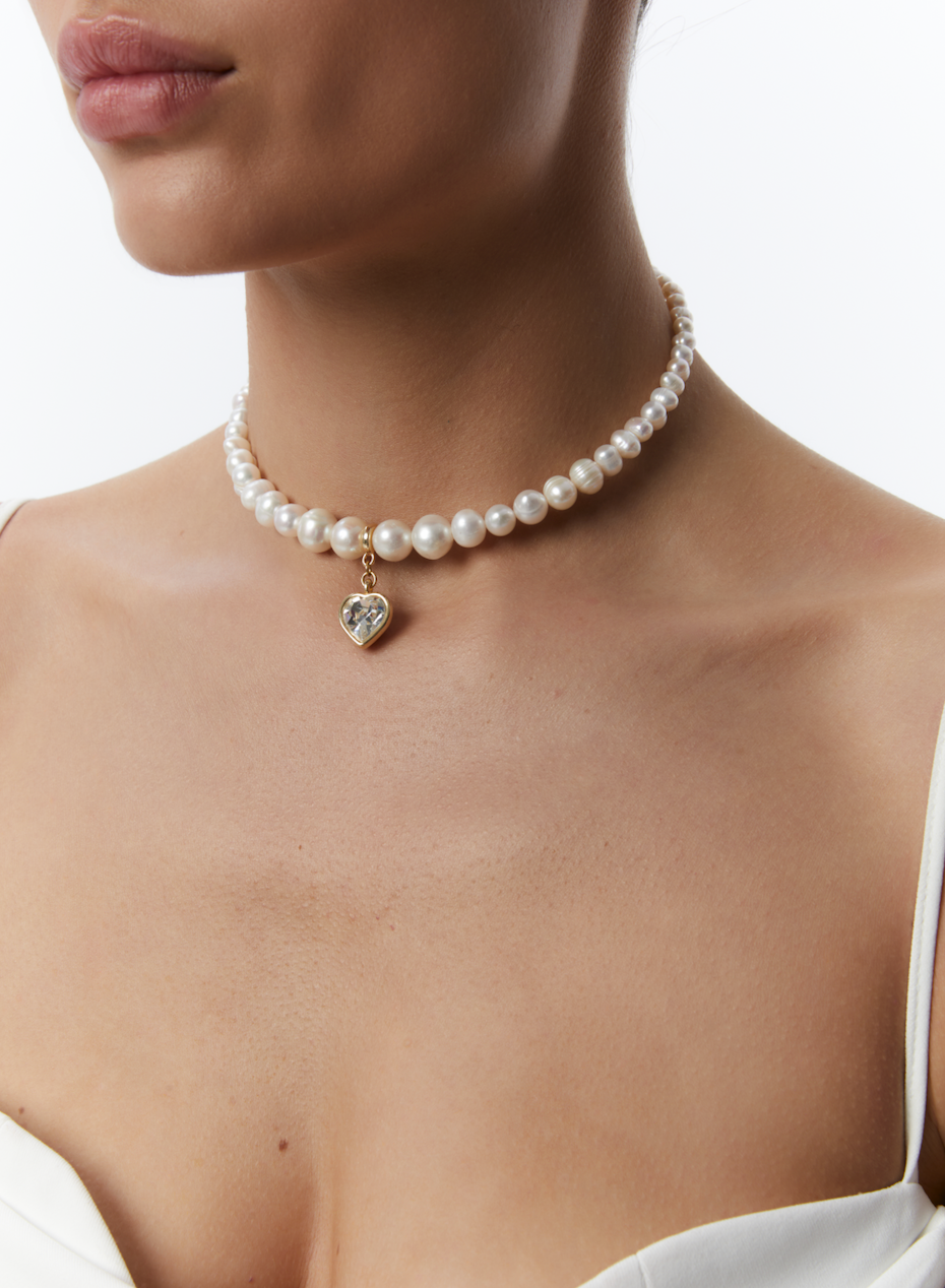 PEARLS CHOKER WITH HEART - фото 41