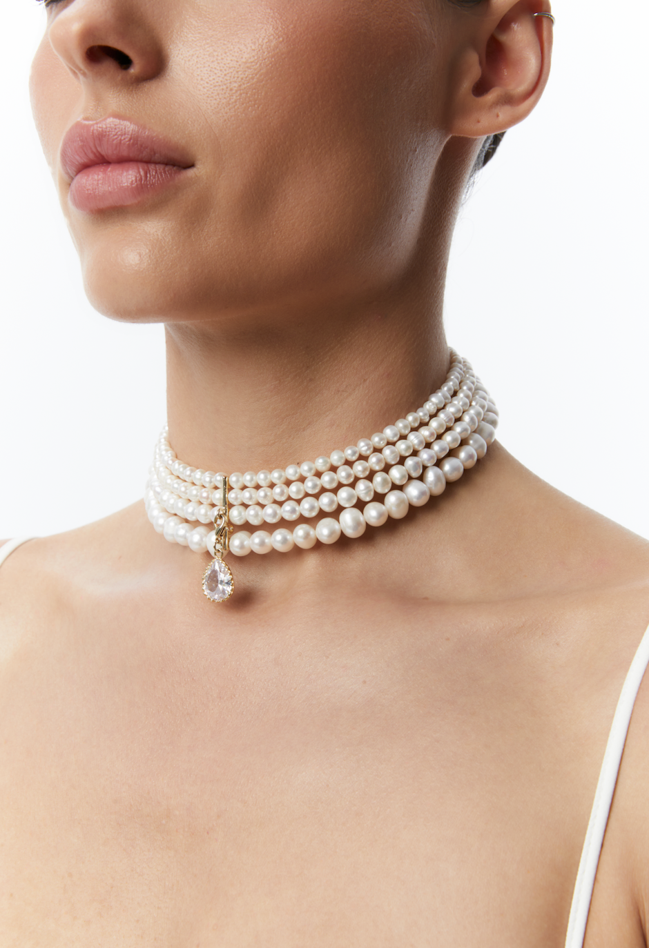 "PARIS" NATURAL PEARLS CHOKER WITH DROP PENDANT - фото 4