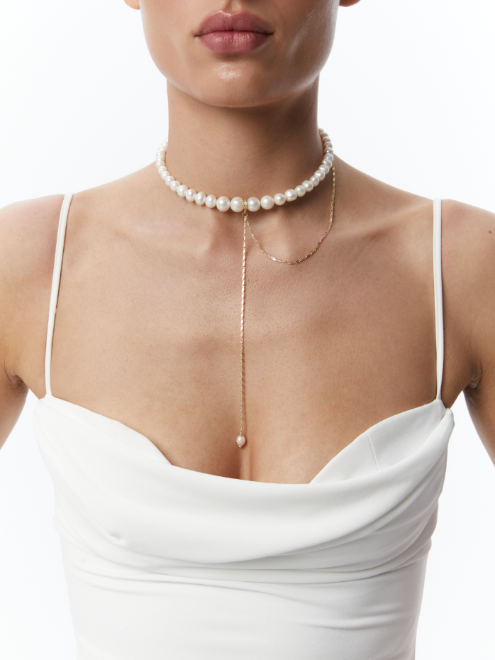 PEARLS CHOKER WITH CHAIN - фото 2